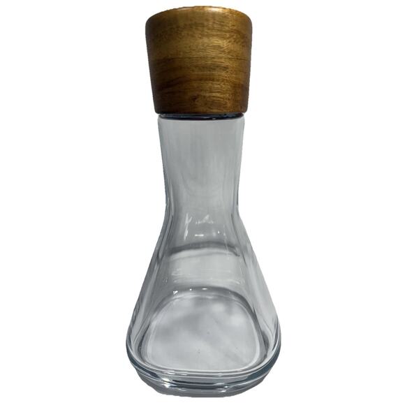 Nambe Curved Glass Decanter with Wood Stopper 10” NWOB - Picture 8 of 15